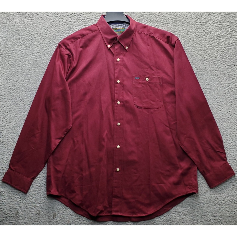 Alexander Julian Colours Shirt Mens L Burgundy Long Sleeve Collared Button Down